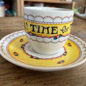 Vintage Mary Engelbreit Tea Cup & Saucer Time for Tea Andrews McMeel Publishing